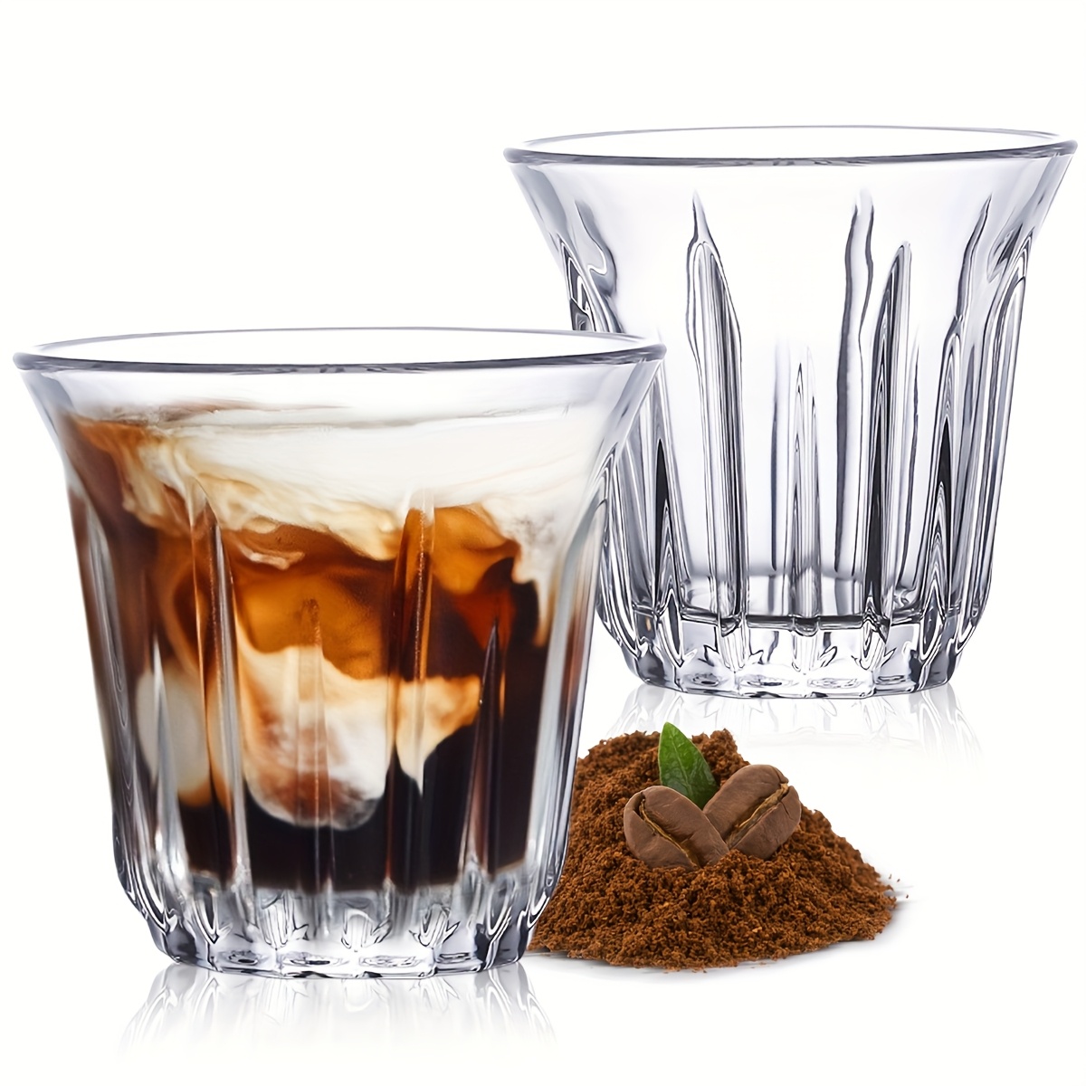Espresso Shot Glass - 2팩 에스프레소 컵, 커피용 투명 유리컵,