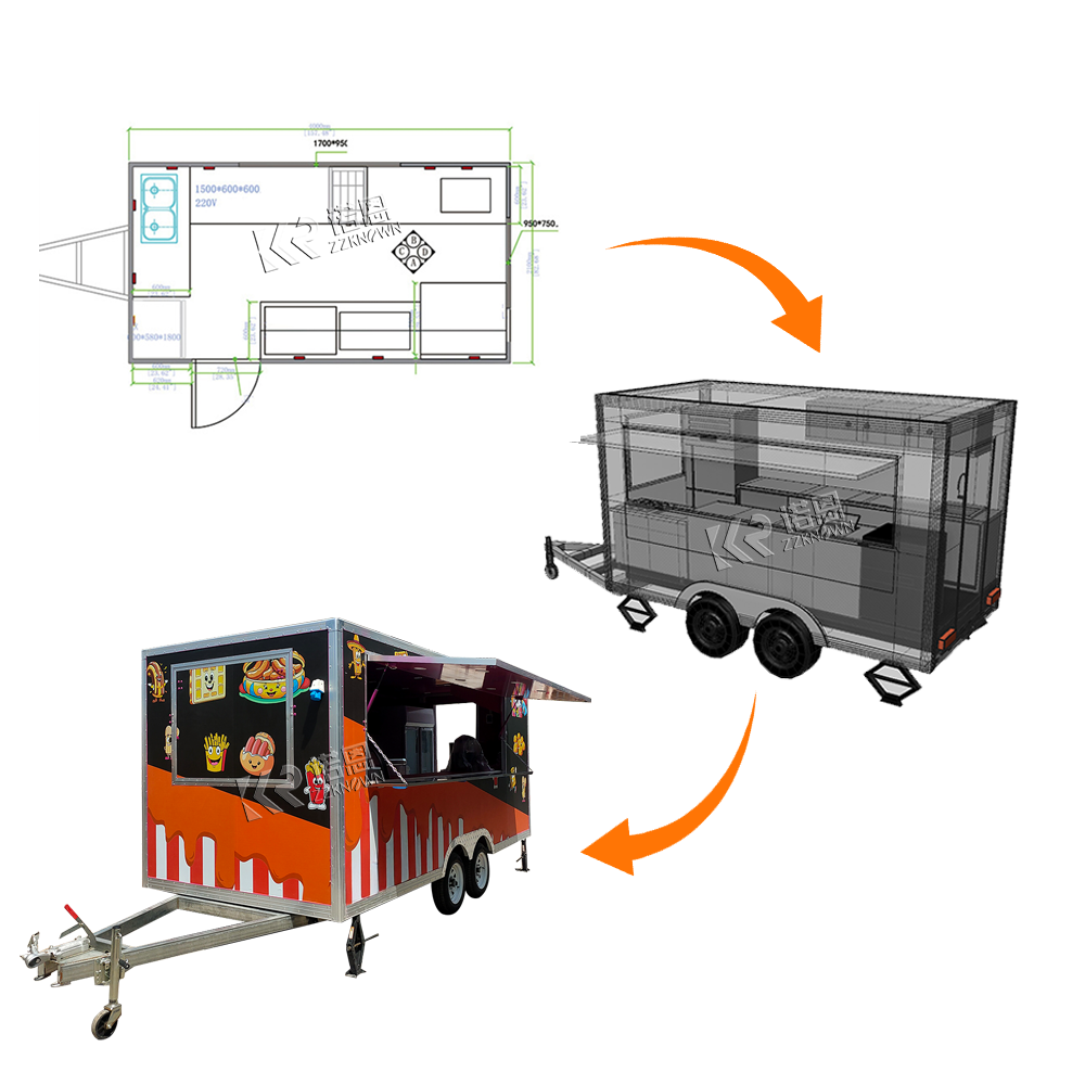맞춤형 크기의 그릴 장비, 이동식 주방 차량, 패스트푸 - Coffee Van Equipment 리뷰 및 가격